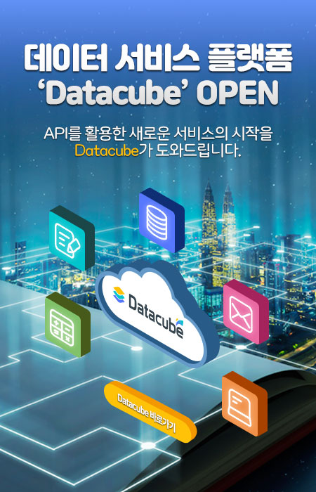 데이터 서비스 플랫폼 Datacube open 팝업